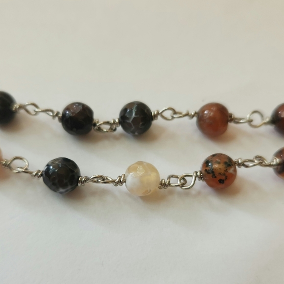 Orange and Brown Beaded Tassel Necklace - Picture 4 of 11